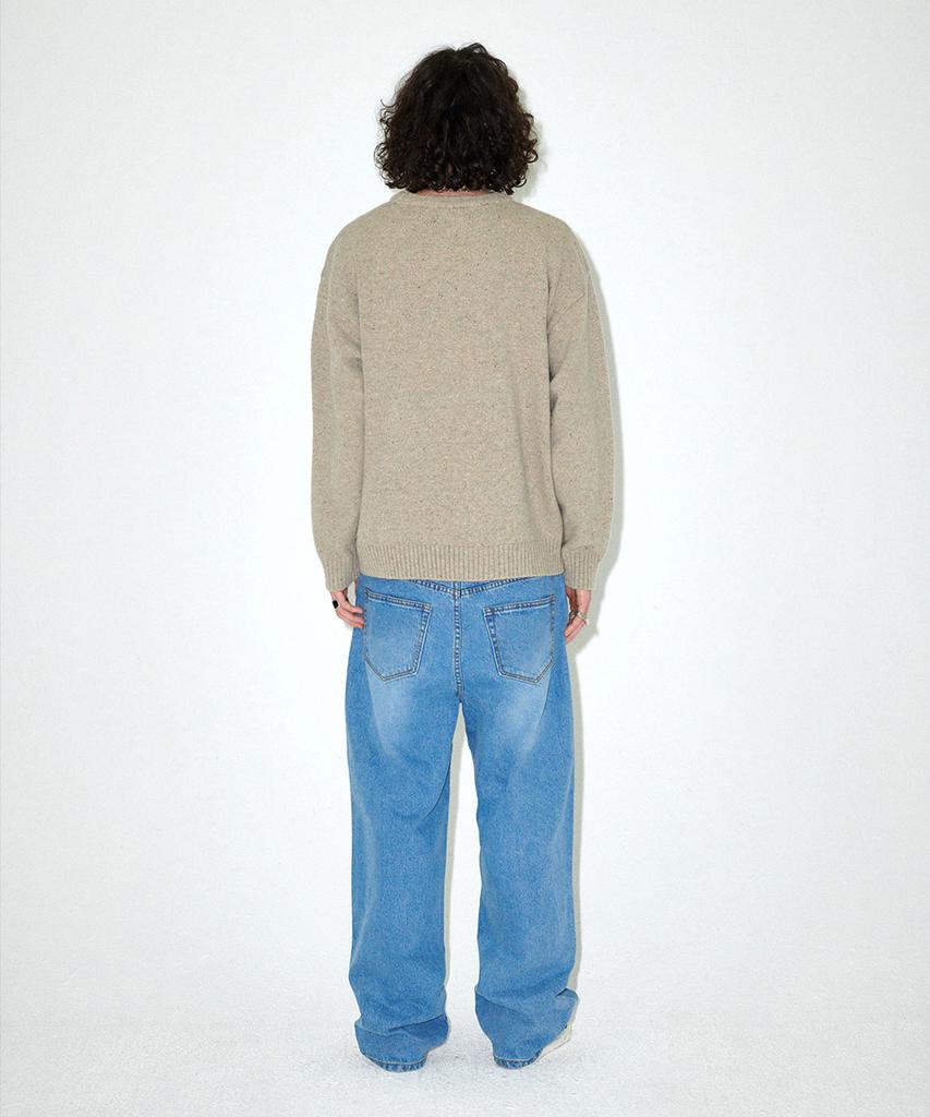 MAHAGRID Basic Logo Nep Knit Sweater Beige(Mg2Efmk605A)