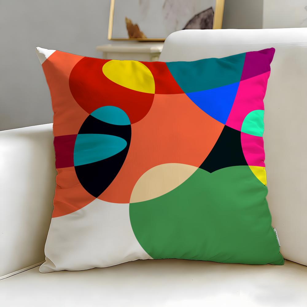 Art Theme Abstract Curve Colors Cushion Cover Soft  EasyWash Pillow Case  Versatile for Couch Bed Travel and Office