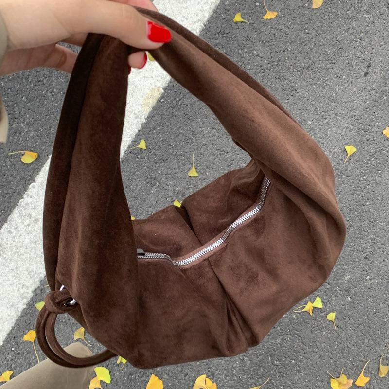 Retro Suede Leopard Print Single Oulder Bag for Women Autumn Winter Faionable Lightweight Underarm Bag Large Capacity Handbag