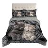 Niedliches Katze Cartoon Druck Dreiteilige Bettbezug Bettlaken Geschenk
