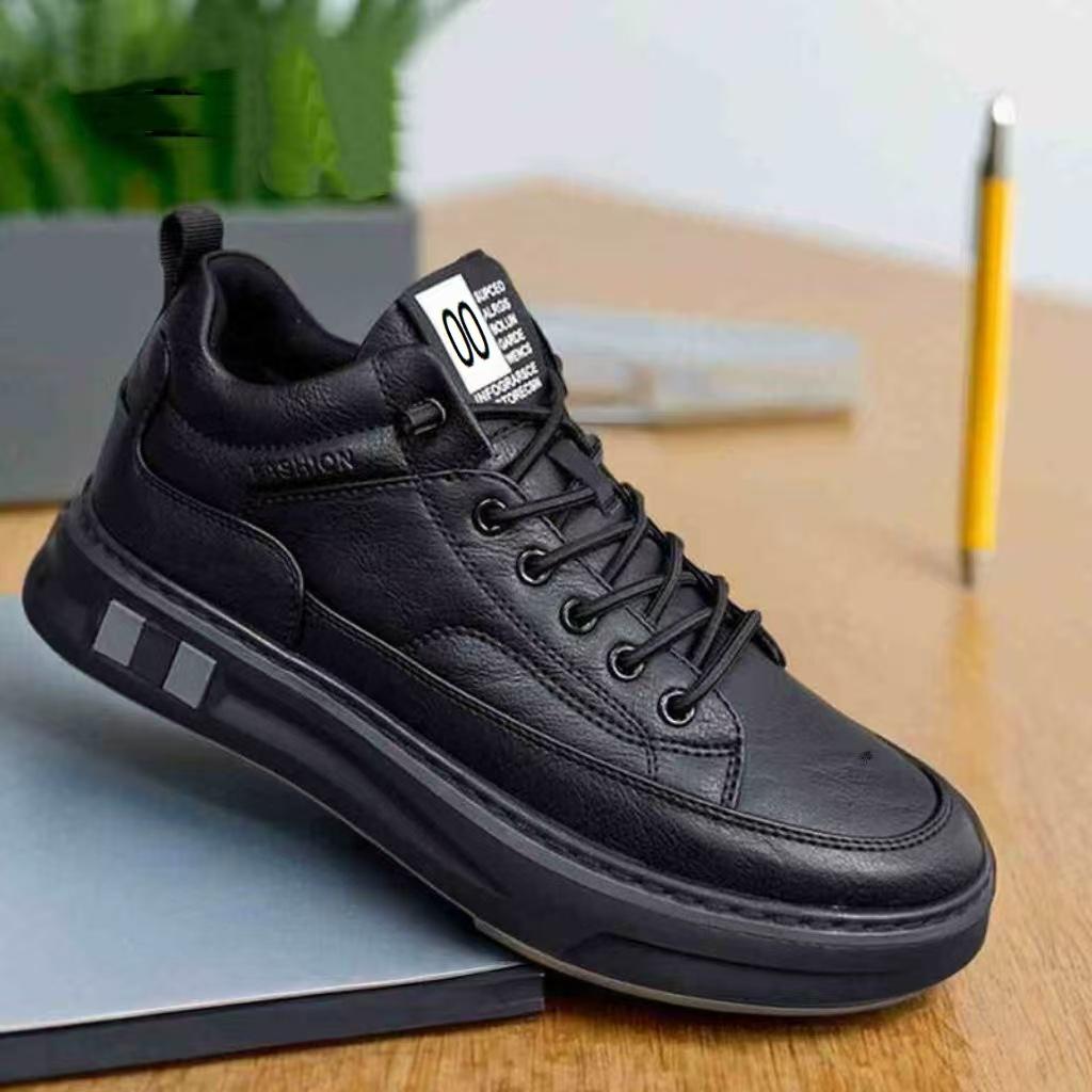 2025 Men's Breathable Leather Skate Shoes: Autumn/Winter Waterproof Non-Slip Casual Running Sneakers