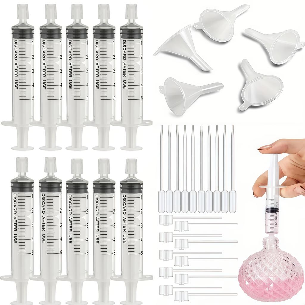 20-piece Set of Fragrance Refills: Plastic Funnels, Pipettes, Droppers, and Syringes - Ideal for Travel and Homemade