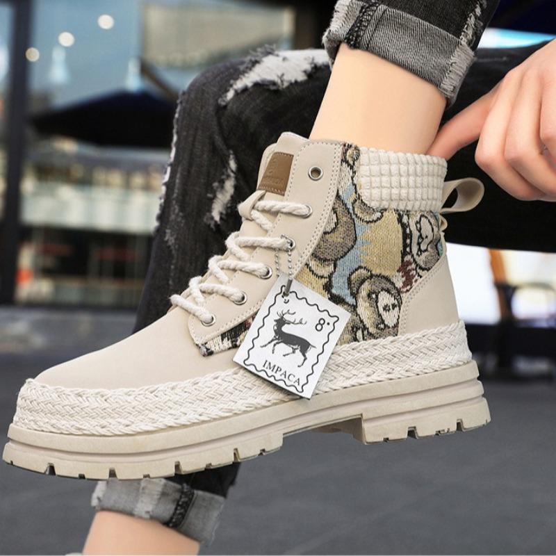 Fashion High Quality Fashionable Men's Shoes for Teenagers Anti Slip Breathable Boots Handmade Stitching Ankle Boots Zapatos De Hombre