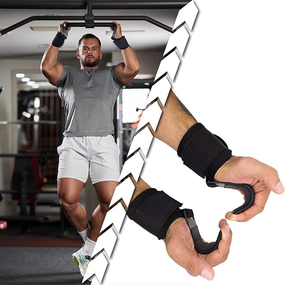 Ganci Sollevamento Pesi con Supporto Polso Cinghia per Mano Per Palestra Fitness Trazioni Guanti per Power Lifting Allenamento