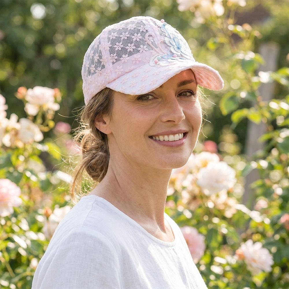Embroidered Flowers Hollow Out Baseball Cap Breathable Baseball Cap  Sunscreen Protection