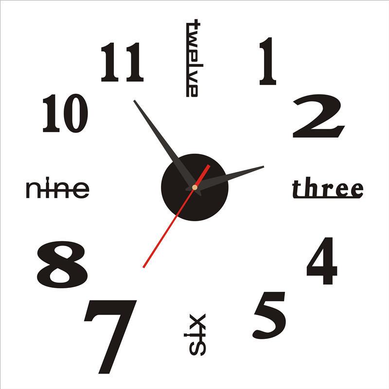 2D 3D Wall Clock Mirror Wall Stickers Diy Large Acrylic Quartz Wall Clocks Removable 4 Color Art Decal Sticker Home Decor