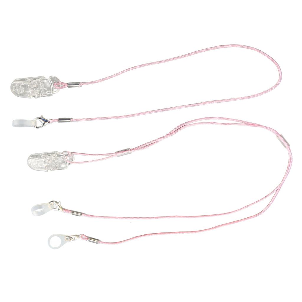 Hearing Aid Holder Transparent Clip Pink Rope Nylon Easy Fixing Hearing Aid Lanyard for Gardening Wo