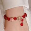 Glass Burst Bead Bracelet Lucky Cat New Snake Year Bracelet Lustrous Red Agate Bracelet  Gift
