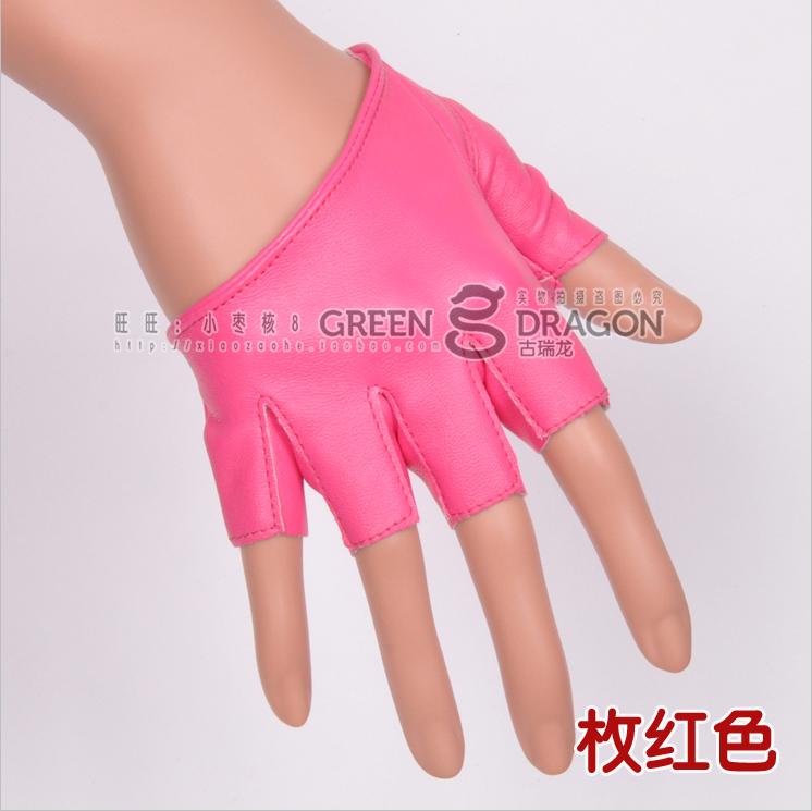 Women's gloves sexy half palm fingerless gloves Women jazz dance ds PU leather semi-finger gloves motorcycle gloves