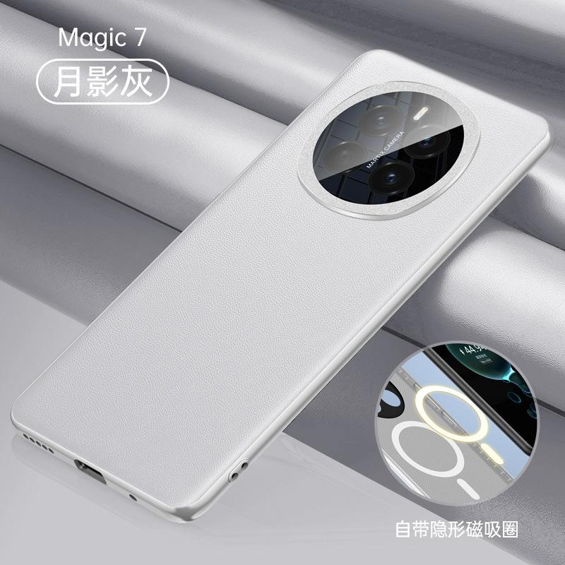 Applicable to Honor magic1pro magnetic mobile phone case, plain leather magic1 metal lens all-inclusive anti-drop  cover