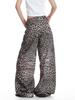 Unisex Retro Leopard Print High Waist Wide Leg Jeans - Trendy American Style