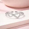 Infinity Heart Eternal Love Open Adjustable Band Ring –925 Sterling Silver