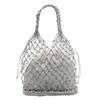 2025 summer new gold and silver thread bracelet hook hollow woven bag fashion trend vacation beach portable shoulder bag