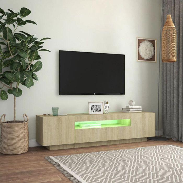 VidaXL Meuble TV avec Lumières LED, Armoire de Télévision, Meuble Télé de Salon, Armoire Basse Salle de Séjour Intérieur, 804430