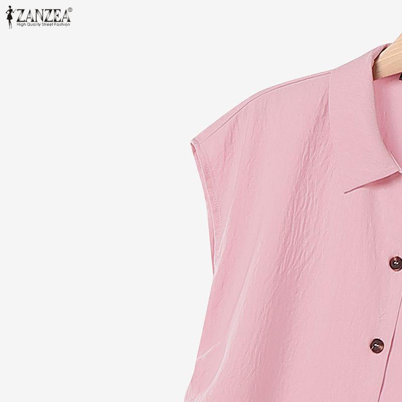 ZANZEA Women Summer Short Sleeve Blouse and Long Skirts Casual Two Piece Suit Sets