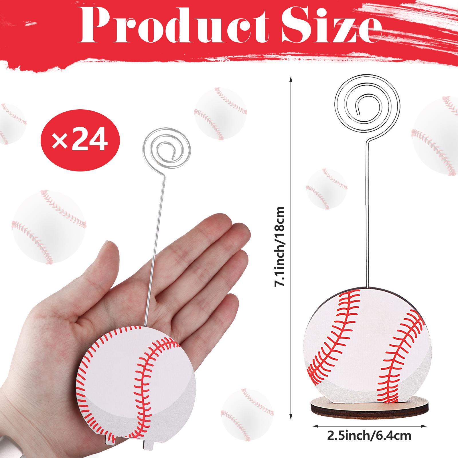 

24 Pcs Sports Ball Base Memo Clips Baseball Shaped Metal Wire Table Number Holders Baseball Card Holder Round Place Card Stands белый
