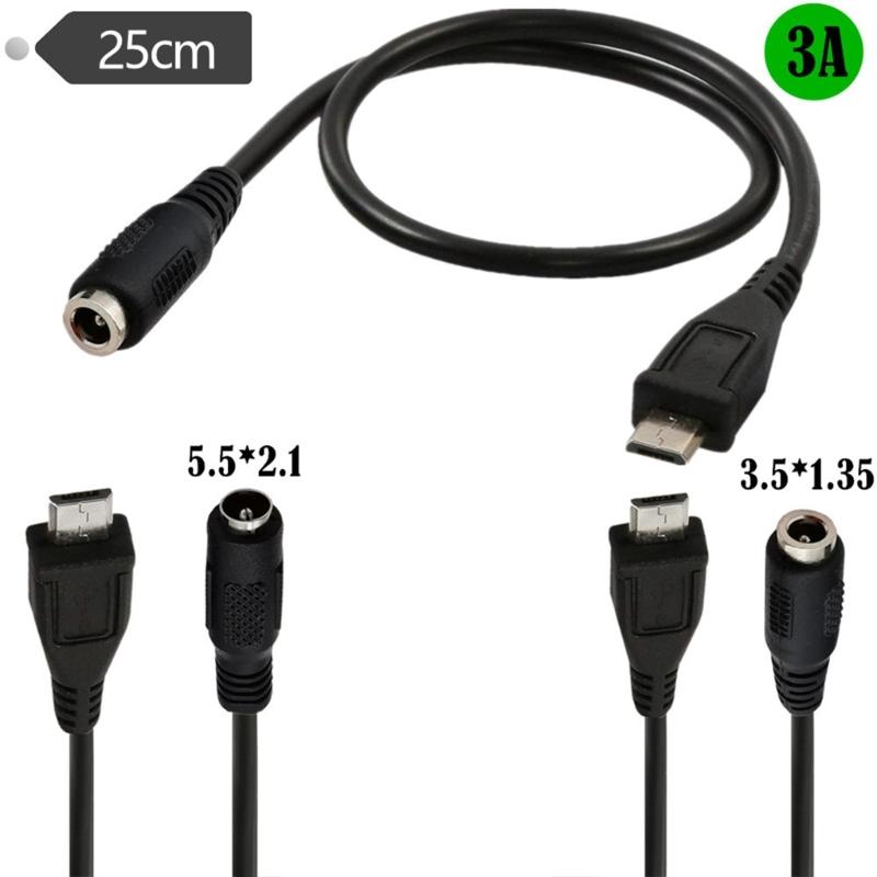 DC 3.5x1.35mm/5.5x2.1mm Female to Micro USB Male Connector Adapter Wire 5V Power Supply Cable Aging Resistance Cord