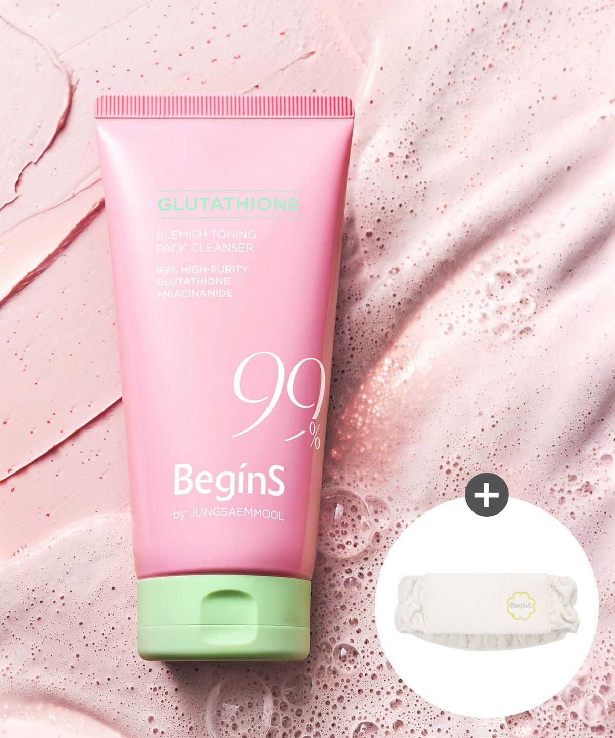 Pink Guava Glutathione Blemish Toning Pack Cleanser 130ml (Free Facial Headband Included)
