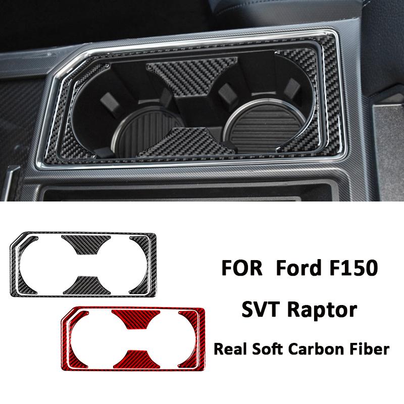 Kolfiberbil fram mitten vattenmugghållare panel panel ram SUV inredning klistermärke för Ford F150 F-150 SVT Raptor