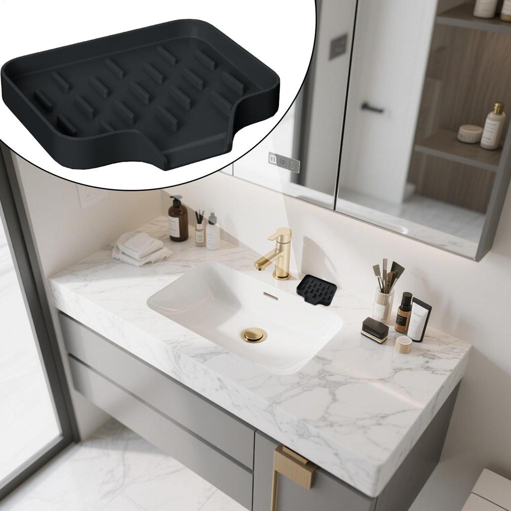 Bathroom Soap Dish Non-Slip Sponge Drainer Non-Slip Silicone Soap Drain Holder For Shower Bathtub Dishwasher Sink Bathroom
