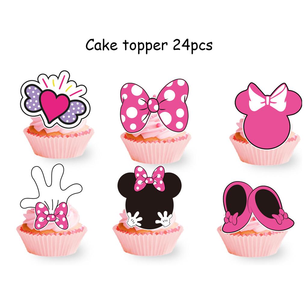 Minnie Mouse Birthday Party Supplies Pink Minnie Balloon Cup Plate Banner For Kids Girls Party Favor Gifts Baby Shower Decor