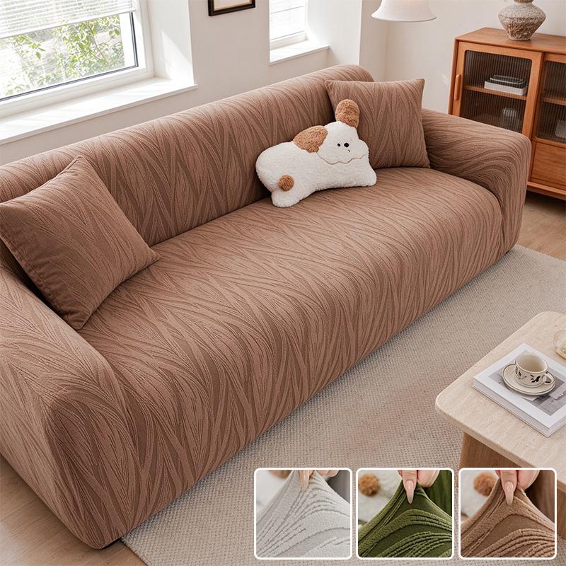 Geometric Pattern Stretch Sofa Cover,Thickened Solid Color Jacquard All-in-one Protective Cover,Elegant and Comfortable Design