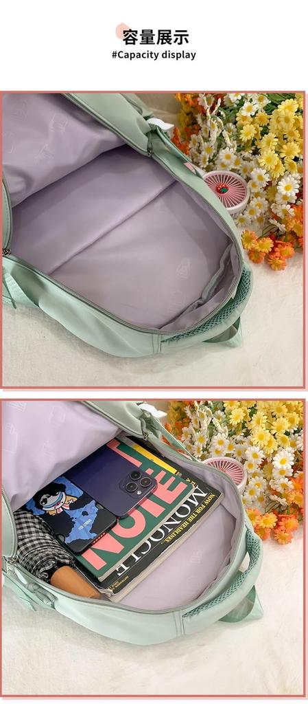 ZESU Large Capacity Korean PVC Perfect for and Elementary School Students Women's Backpack, Ita-Bag Backpack, Transparent, Commuting, School, (Black)