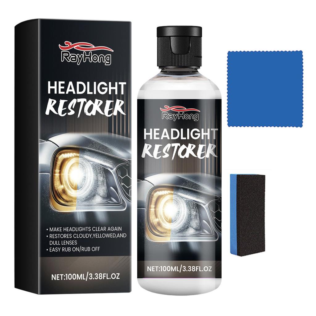 Car Headlight Polish Liquid With Cloth Sponge Headlight Restorer Polishing Anti-Scratch Liquid For Car Lampshades Cleaning Tool