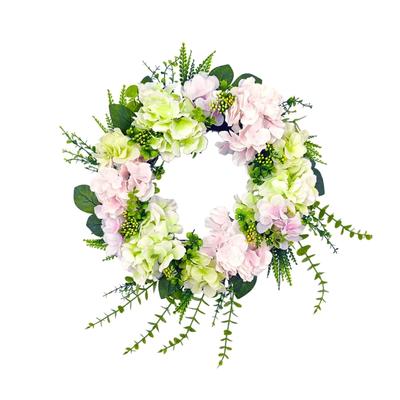 19.69inch Artificial Flower Wreath Hydrangeas Florals Wreath for Front Door Wall Wedding Party Home Decorations