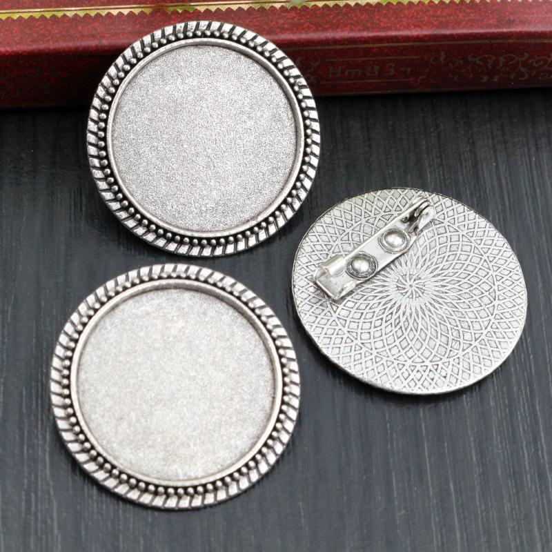 New Fashion 5pcs 25mm Inner Size Antique Silver Plated and Antique Bronze and Antique Gold Color Brooch Cabochon Base Setting