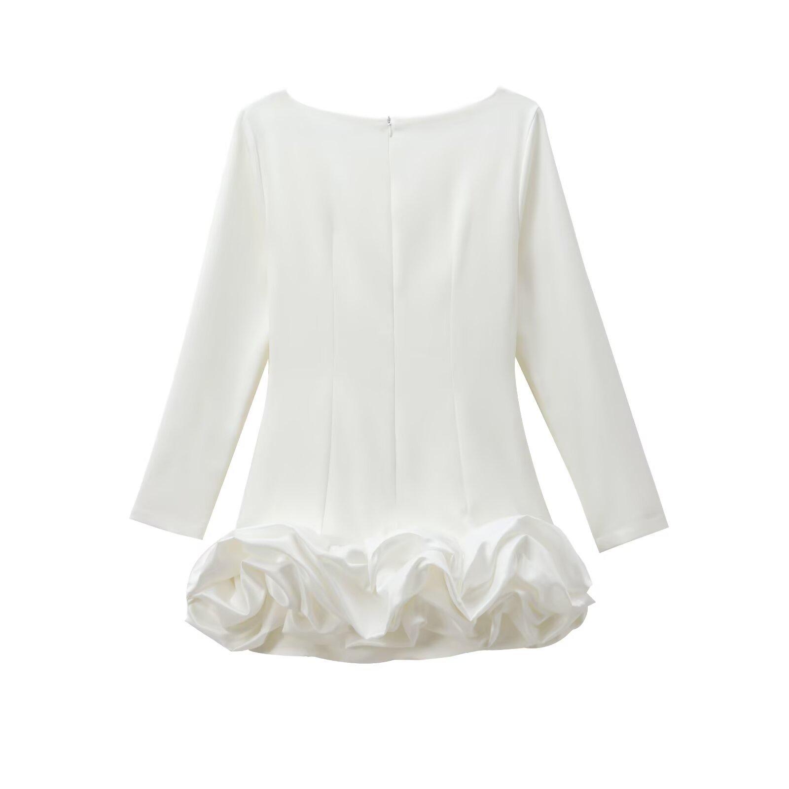 

Простое балетное платье с длинными рукавами в европейском и американском стиле - осенняя коллекция 2024 года для женщин M белый