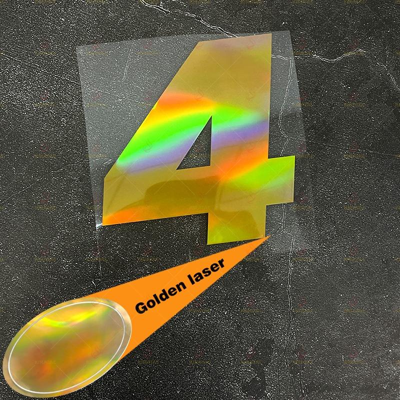 1 Stück Gold Laser Motorrad Nummernaufkleber für Umbau Motorrad Kraftstofftank Helm Kotflügel Autoscheiben Wasserdichte Vinyl Aufkleber