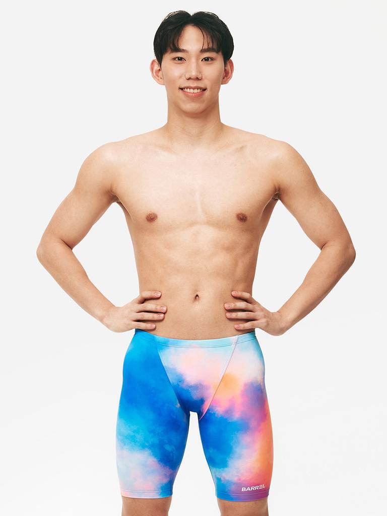 BARREL Men'S Tie-Dye 4-Part Jammer Swimsuit Blue (B5Smsms114Blu)