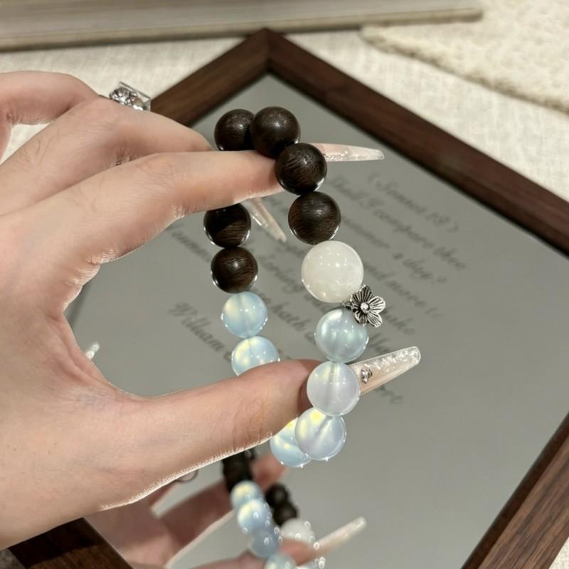 Luxury Natural Agarwood Blue Crystal Bracelet Fashion Jewelry Men Women