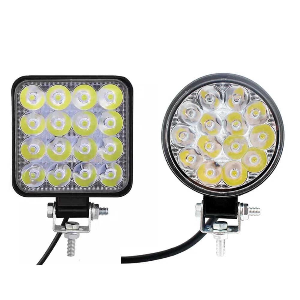 48W Auto LED Bar Arbeitsscheinwerfer MINI 16SMD Runder Quadratischer Arbeitsscheinwerfer 12V Auto Licht Nebelscheinwerfer Offroad für ATV SUV Scheinwerfer Universal