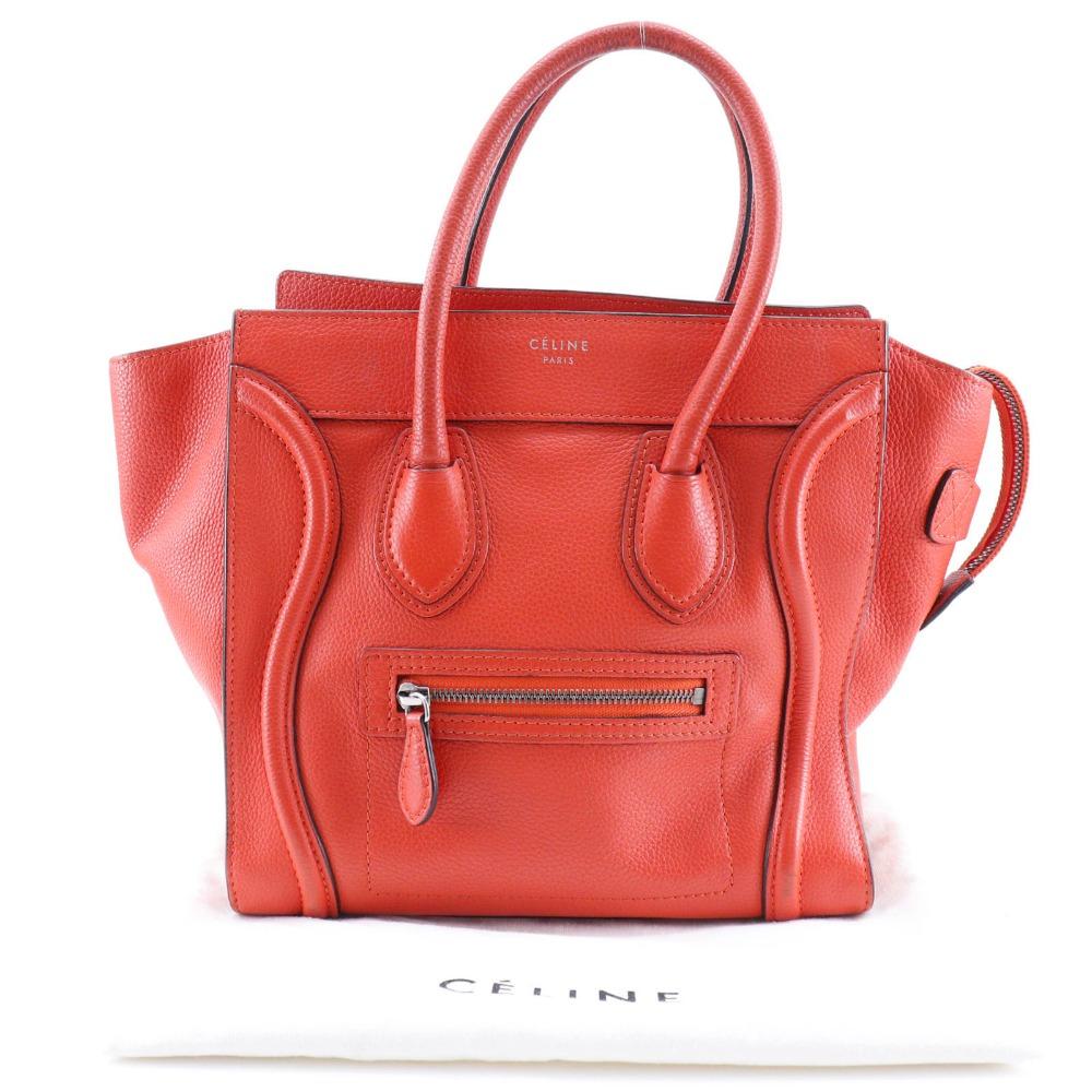 Celine Bagażowa Torebka Ręczna Mikro shopper Czerwono/Pomarańczowa skóra Damska Używana