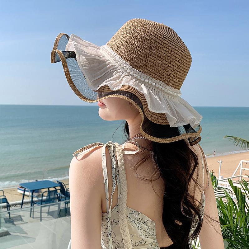 Hat Women Summer Mesh Straw Hat Internet Celebrity Beach Hat Vacation Travel Sun Hat Fashion Versatile