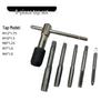 6-Piece Hand Tap and T-Handle Wrench Set, High Hardness, M6-M12 Straight Flute Threading Tools