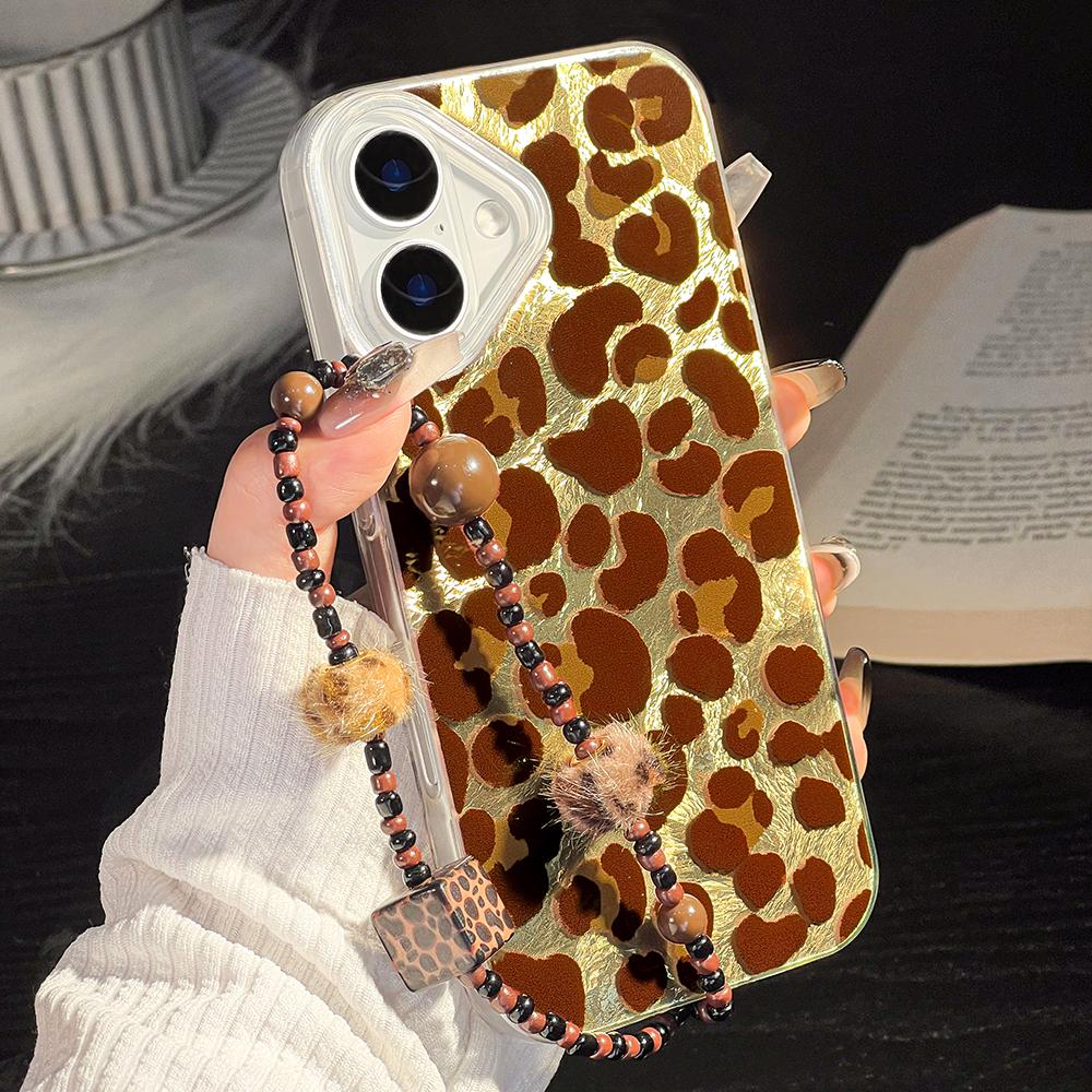 Bracelet Chain Painted Phone Case For iPhone 16 11 12 13 14 for 12 14 16 Pro 14 16 Pro Max Cute Pattern Hard Cover With Lanyard