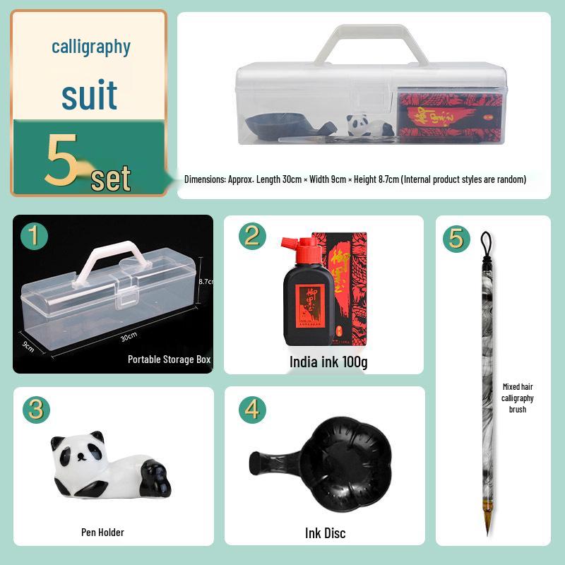 

Beginner Calligraphy Set: Brush Pen, Ink Paper, Inkstone, Soft Bristle, Practice Copybook
