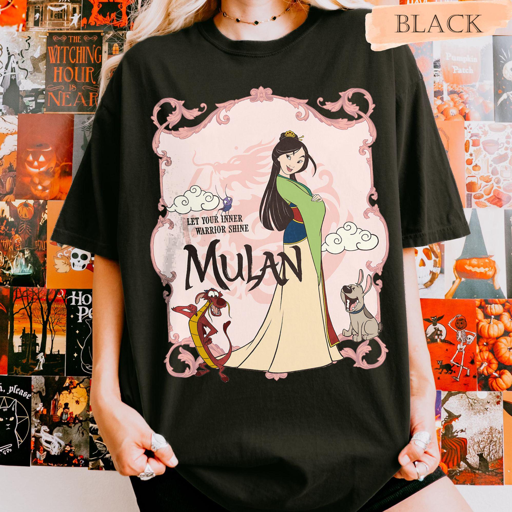 

MINISO Retro Disney Mulan Princess Tshirts Disney Mulan Travel Shirts Disney World Mulan Princess Cute Beautiful Women Men Tees S