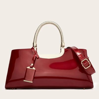 Elegant Large Handbag Women's Trendy Zipper Tote Bag Double Handle Purse