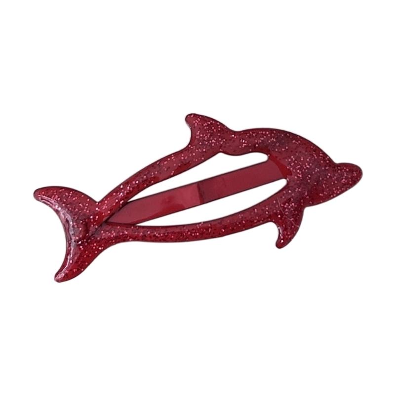 

Colorful Snap Clip Girls Kid Hairpins Glitter Metal Hair Clip Dolphin with Glitter Handmade Hairpins Snap Hairpins