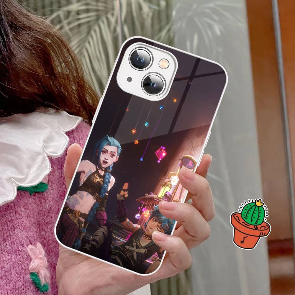 Arcane J-Jinx Anime Phone Case For IPhone 15 13 12 Mini 11 Pro XS Max X XR 14 Plus Tempered Glass Cover