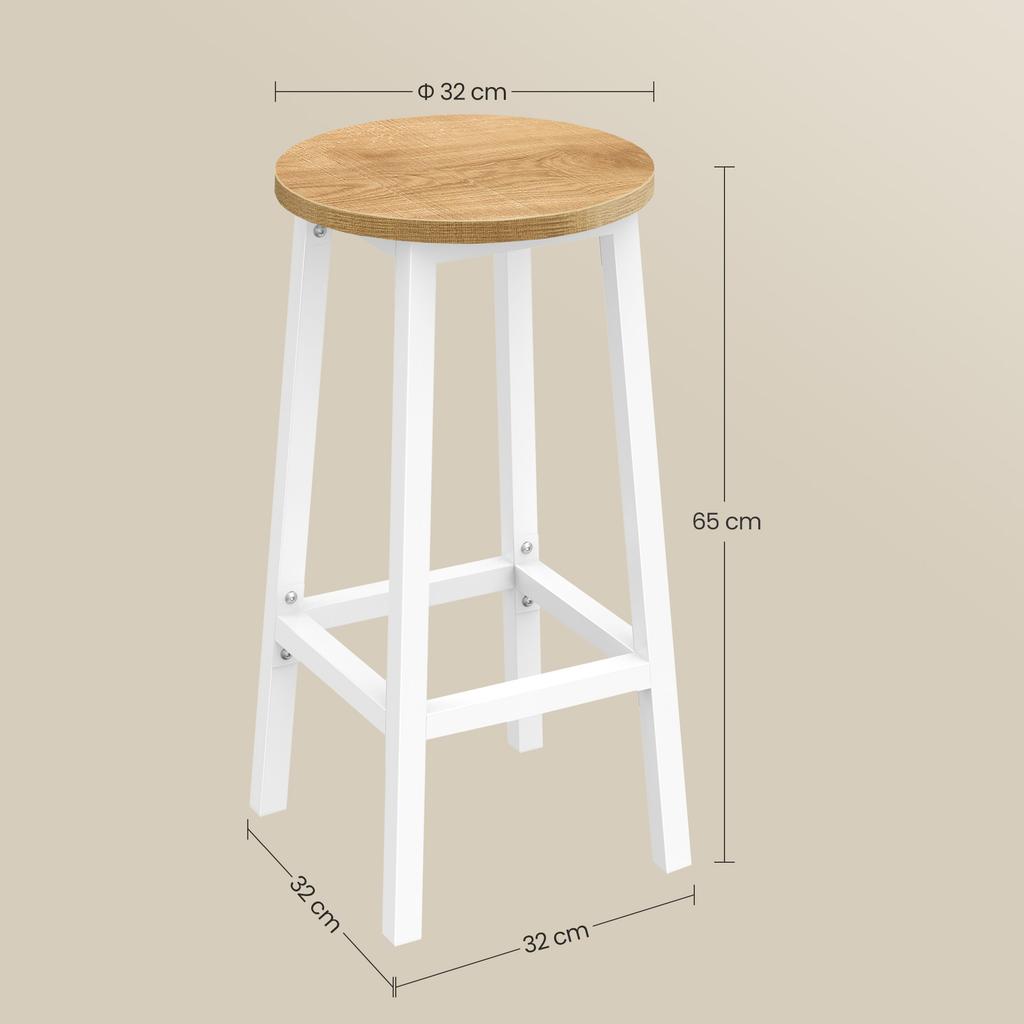 Bar Stool - Oak / White Legs