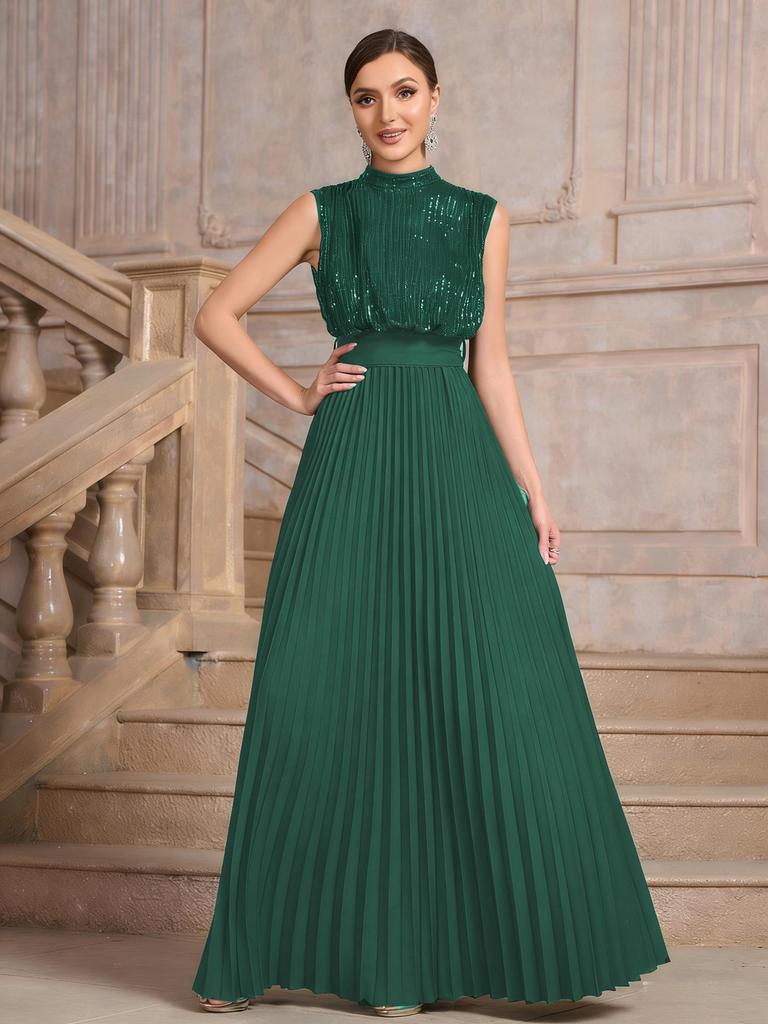 Sequin Pleated Banquet Evening Dress - Spring/Summer Women's Party Wedding Fashion