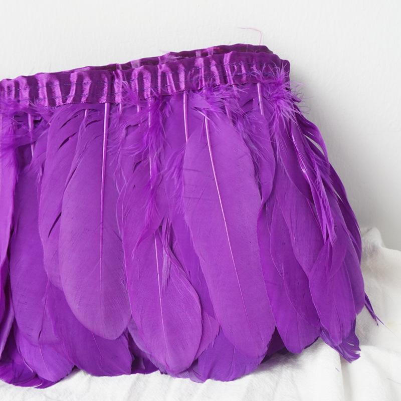 Color Hard Floating Feather Cloth Edge Goose Feather Cloth Strip Diy Feather Flower Skirt Shawl Stage Costume Wing Decoration