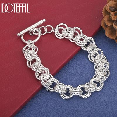 925 Sterling Silver Fashion Bracelet Men Women Gift Wedding Jewelry