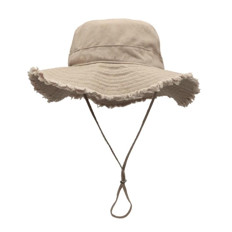 

Bucket Hat Frayed Design Sunproof Hat Fisherman Hat Sun For UV Fishing Gear Outdoor Activities бежевый