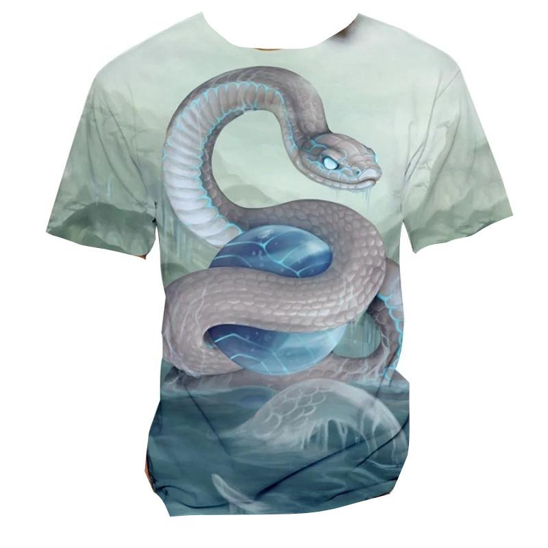 T-shirt Estiva con Stampa 3D di Serpente per Bambini, Maglietta Grafica di Animale Horror, Girocollo a Maniche Corte, Top per Uscite Quotidiane, Gioco Casual, Abbigliamento per Bambini